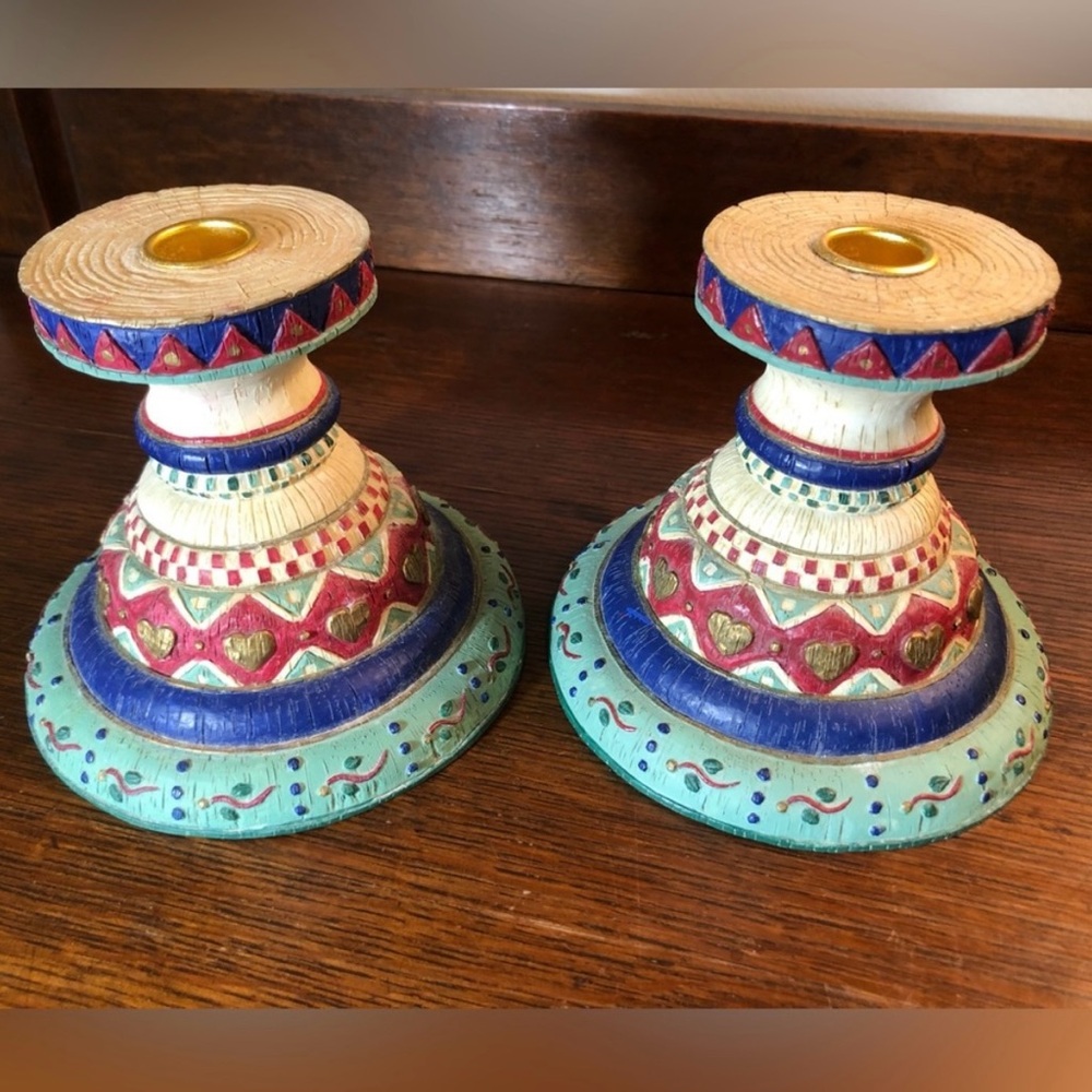 Pair-Vintage, House Of Loyd "Peace To All" Candle Stick Holders-Taper Candles
